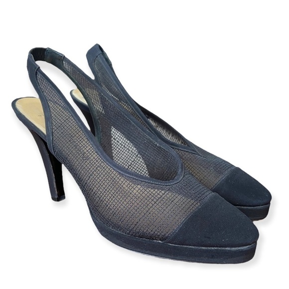 Vintage Yves Saint Laurent Mesh Accents Slingback Pumps - Picture 5 of 8